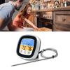 Digital Timer Thermometer Touch Screen Stainless Steel Meat Thermometer for Kitchen BBQ Black