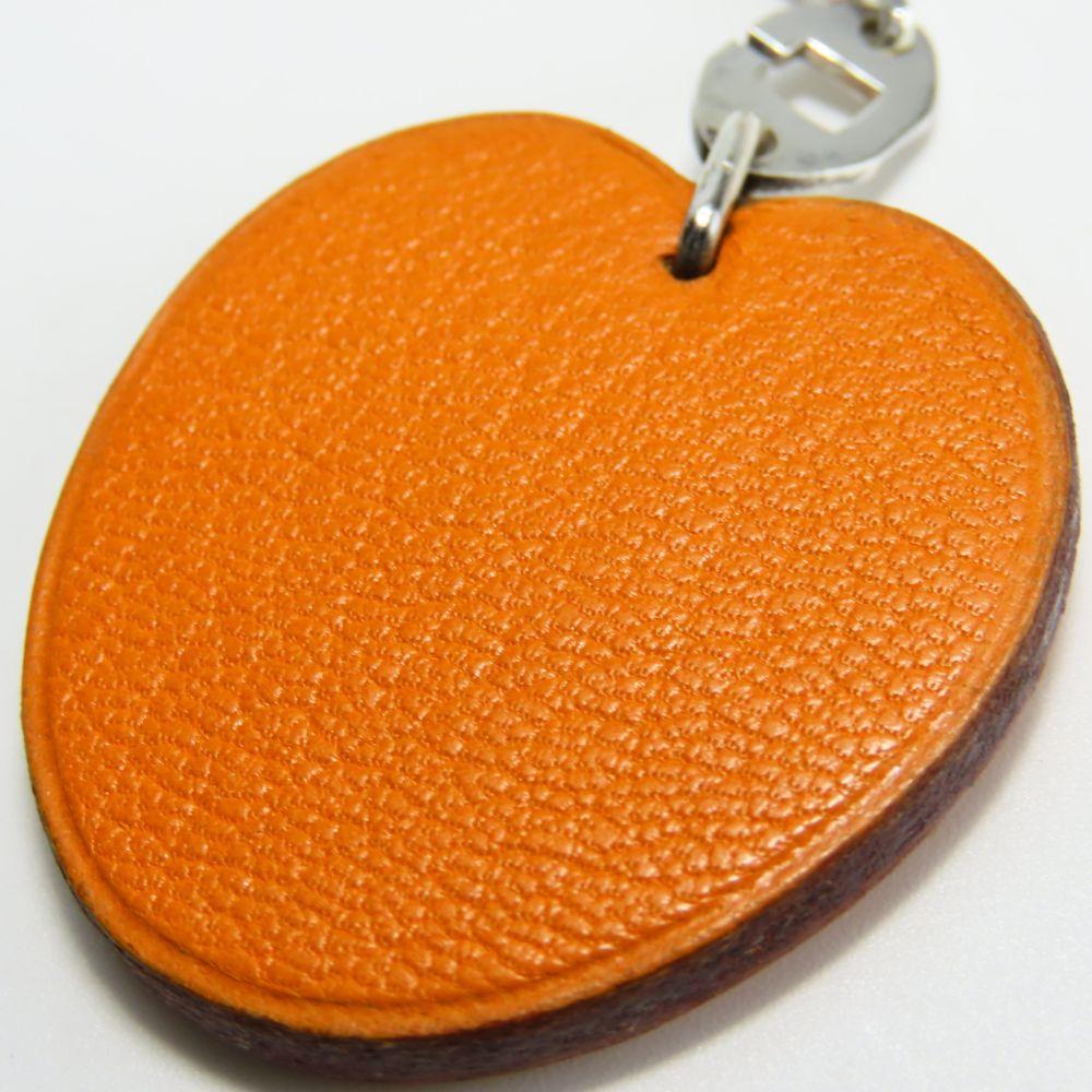Used HERMES Bag charm leather/Silver925 Orange Accessories