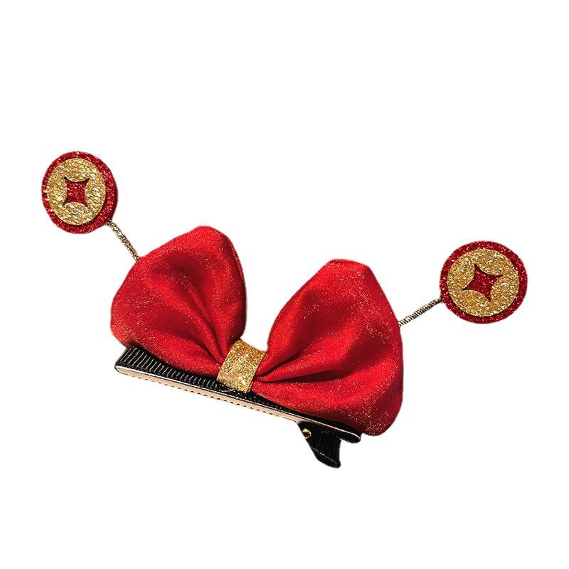 2024 Parent-Child Red New Year Bow Hair Clip: Prosperous Festive Accessory for Bangs