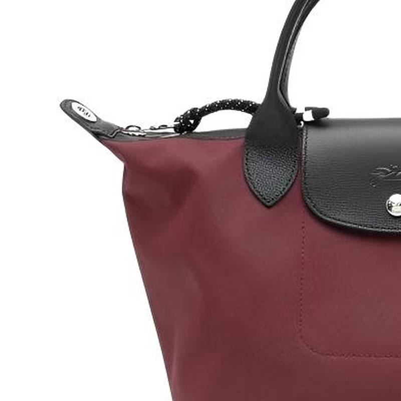 Longchamp Le Pliage Energy Logo Recycled Nylon Canvas Dumpling Tote Bag Small Women Tote Bags Burgundy 1512HSR119