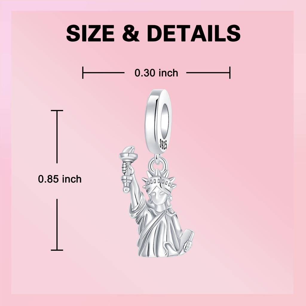 Girl Metal Statue Of Liberty Pendants Bangle Charms Fit Accessory Party Decorate Beads Make your own Fine Gifts Accessory Elegant Fashion Beautiful