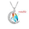 Collana con Pietra Preziosa a Forma di Luna Crescente Ciondolo Rotante Double-sided Accessori di Coppia di Alta Gamma