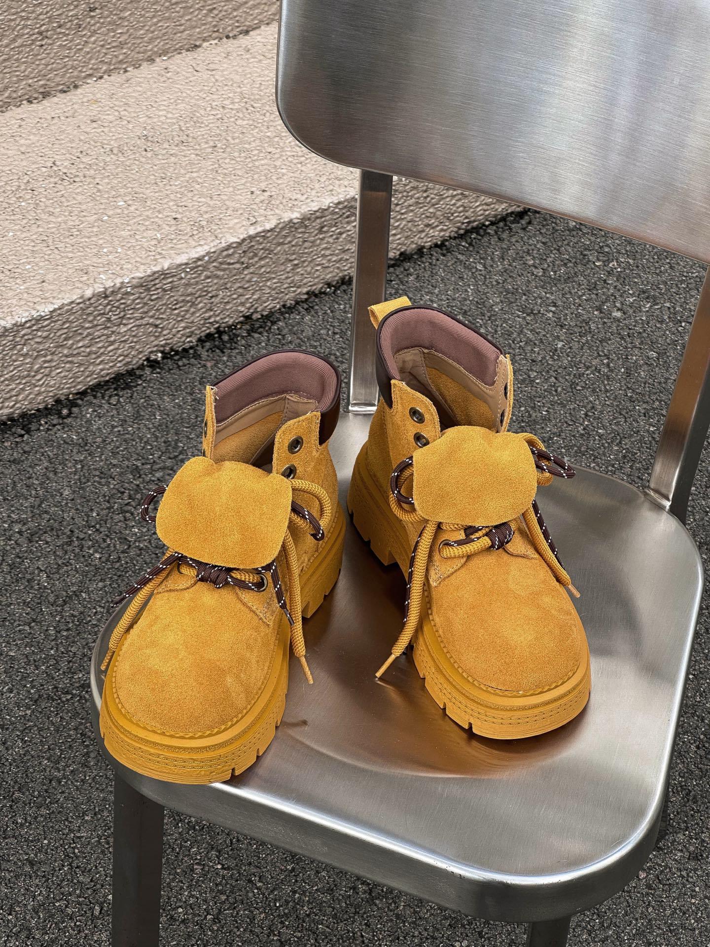 

Женские ботинки Мартин на толстой подошве для улицы, летние новинки 2025 года, короткие ботинки коричневого цвета с внутренней платформой, для альпинизма и пешего туризма, ботинки пустынного цвета ревеня 39 жёлтый