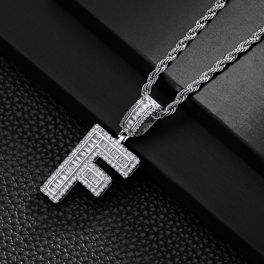 Letter Pendant Copper Inlaid Zircon Necklace Personalized Niche Design Men'S And Women'S Pendant Necklace