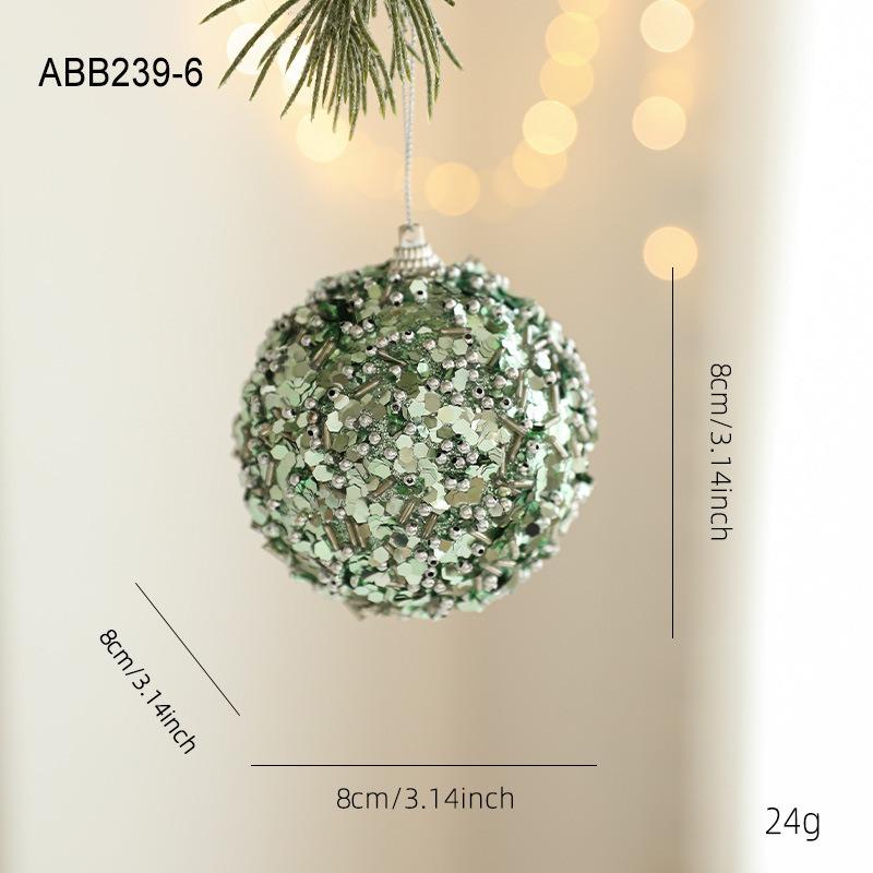 New Green Foam Christmas Ball Heterosexual Pendant Bright Glitter Sticky Powder Christmas Tree Hanging Ball Decorative Pendant Arrangement