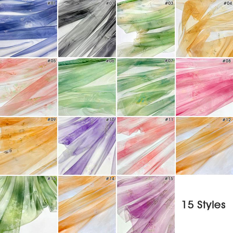 1M Chinese Style Gradient Ultra-thin Chiffon Designer Fabric Translucent Tulle Fabric DIY Ancient Hanfu Dress Costume Upholstery
