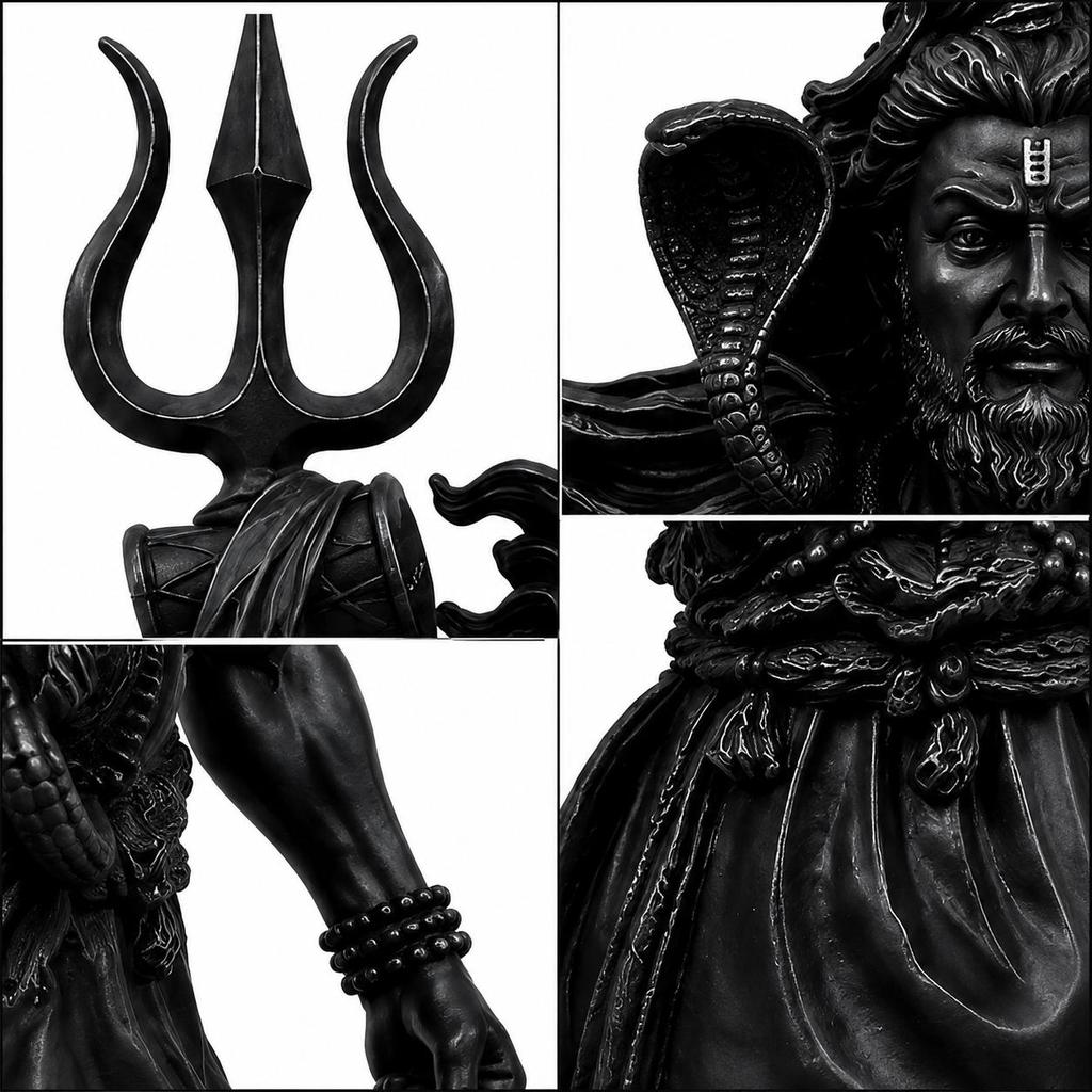 TreegoArt Statuetta Bholenath Mahadev Nera Fatta a Mano da Appoggio per Stanza delle Preghiere, Tempio di Casa e Ufficio - Altezza 4,5 Pollici (circa)