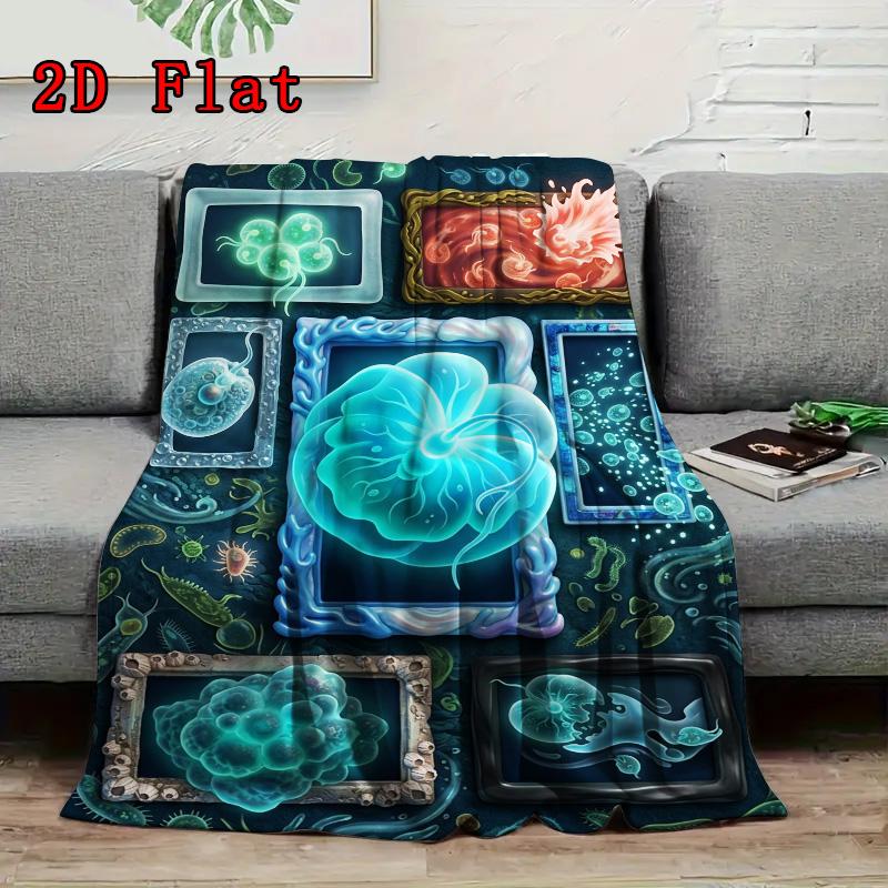 Microbial Artistry 2D Flat Pattern Flannel Blanket, High Quality All Seasons, Home Decor, Warmth and Comfort, Perfect for Christmas Gifts.