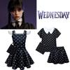 Mercredi Addams Cosplay Costume Robe Noire Pour Fête d'Halloween