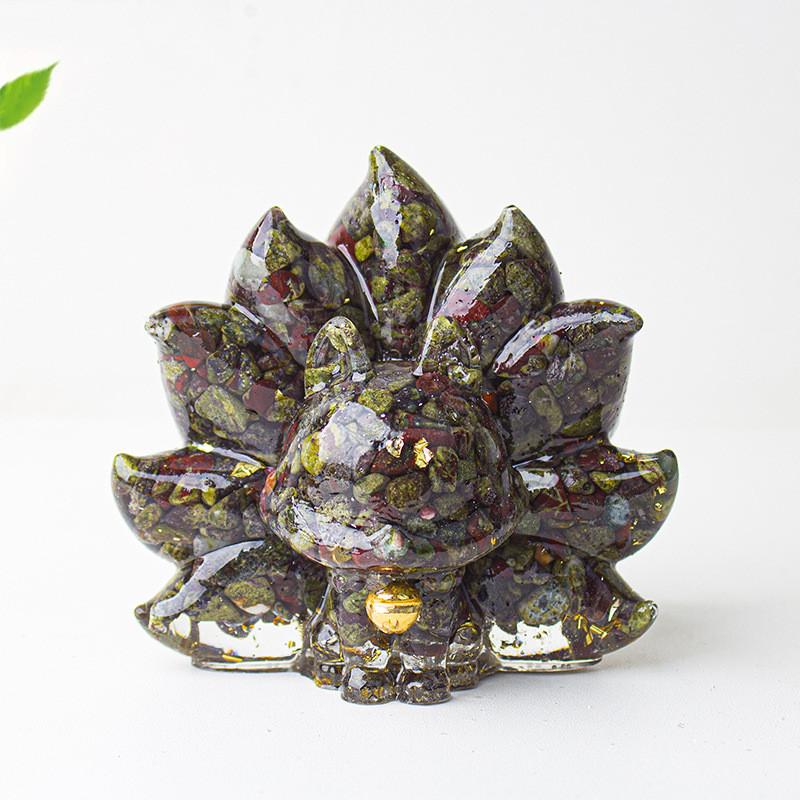 Mythical Creature Resin Crystal Nine Tailed Fox Ornament For Tabletop Decor Gift