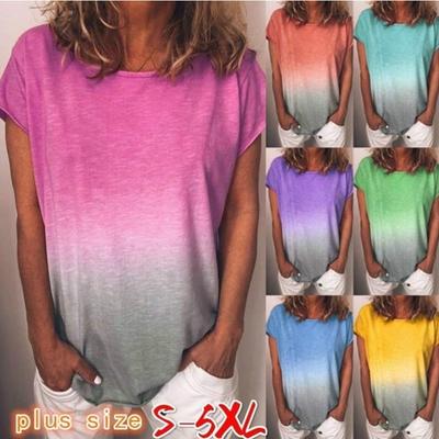 Women's Fashion Casualt Short Sleeve O Neck Blouses & Shirts
