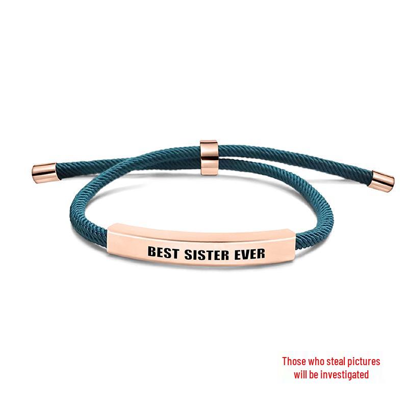 Multicolor Woven Rope Friendship Bracelet - Engraved Stainless Steel Christmas Gift