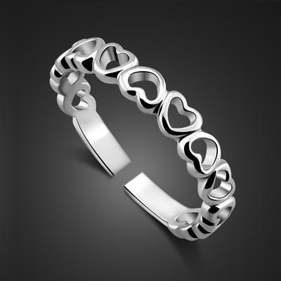 Damenring Elektroplatiert Platin Einfacher Herzförmiger Öffnungs Verstellbarer Ring Kleiner Ring für den kleinen Finger