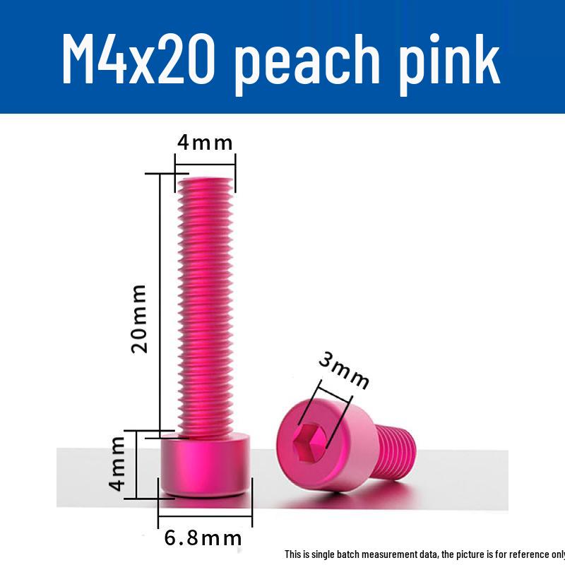 Šroub s vnitřním šestihranem M4 z eloxované hliníkové slitiny s válcovou zápustnou hlavou, antikorozní, barevná povrchová úprava.