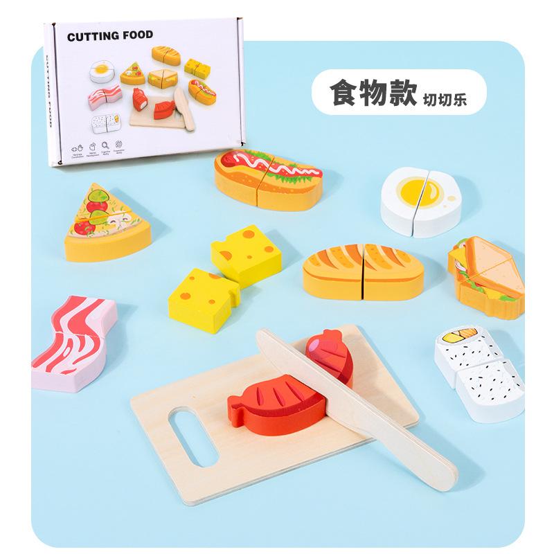 Non-Toxic Simulation Kitchen Pretend Toy Wooden Classic Game Educational Toy For Children Kids Gift Cutting Fruit Vegetable Food Set