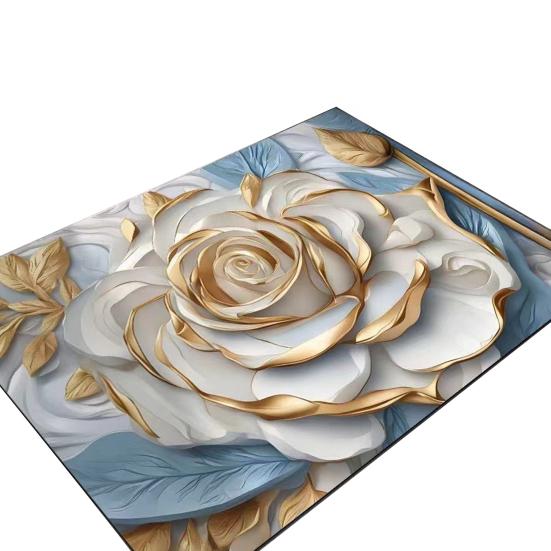 3D Visual Flower Rug Diatomaceous Earth Absorbent Bath Mat Floral Floor Mat with Non-Slip Backing for Entrance Kitchen Bathroom Shower