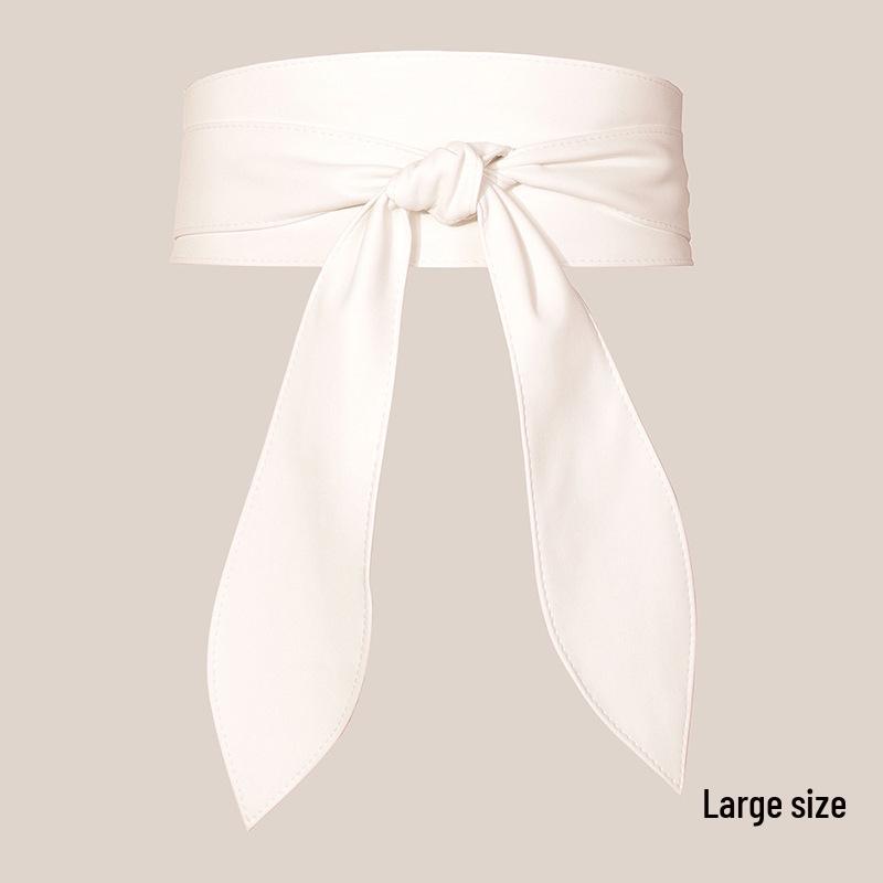 Women's Elegant Wide Waist Belt with Soft Bow Ribbon - Extra Long and Versatile
