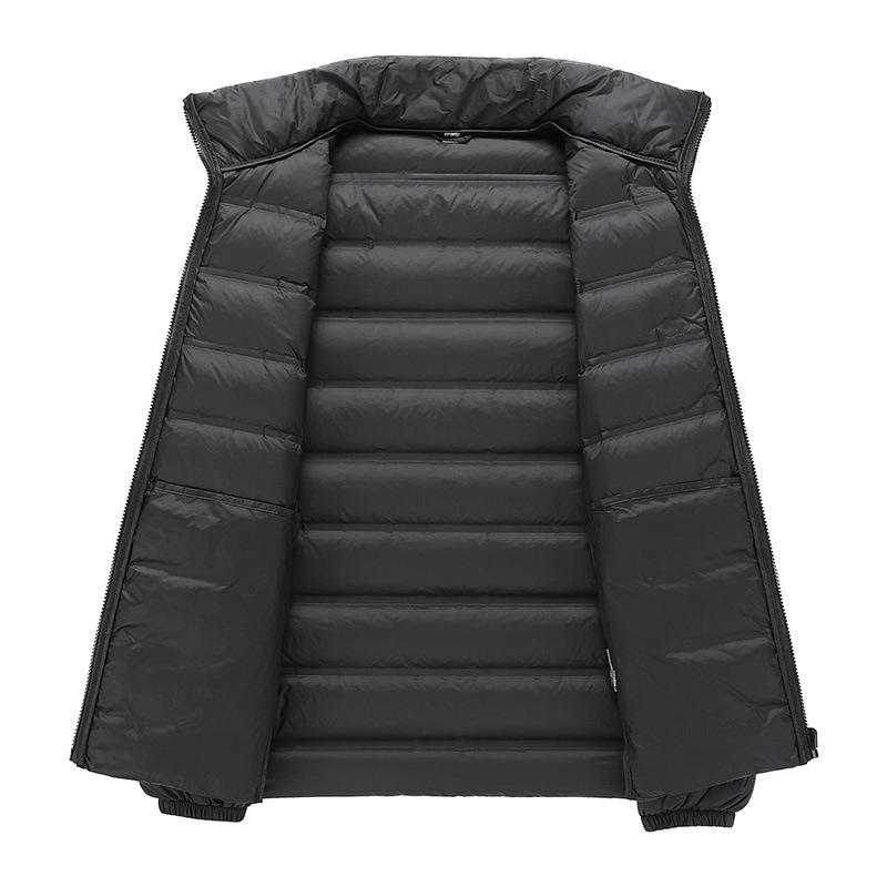 Men's Black Lightweight Down Jacket Stand Collar Warm Winter Puffer Coat