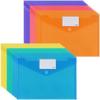 ZCZN Document Storage Clear Velcro Clear File A4 Envelope Type Transparent Colors with Tag Pocket Holder, Closure, Bag, File, (6 Colors), 24-Piece
