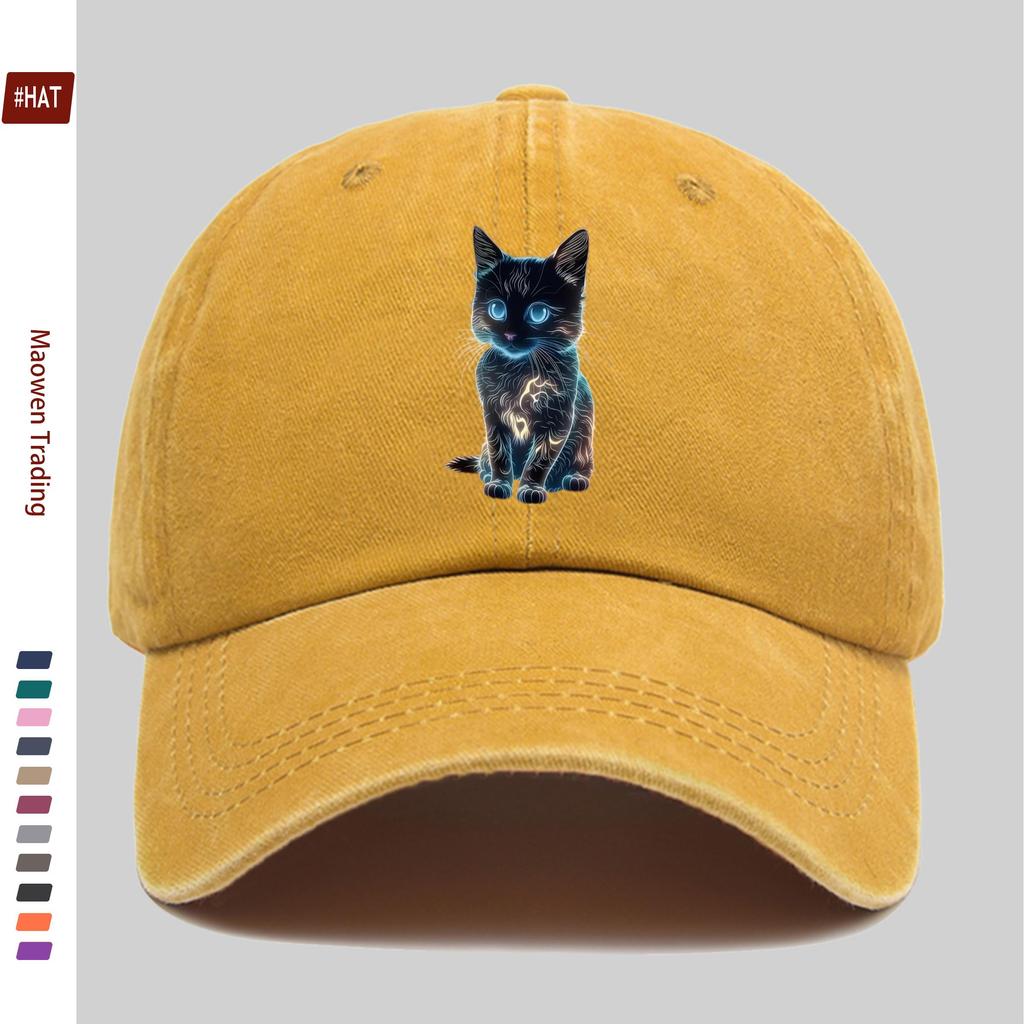 Pc Unisex Luminous Cat Print Pattern Baseball Cap Cute Pet Cat Print Is an Ideal Decorative Hat for Travel And ValentineS Day