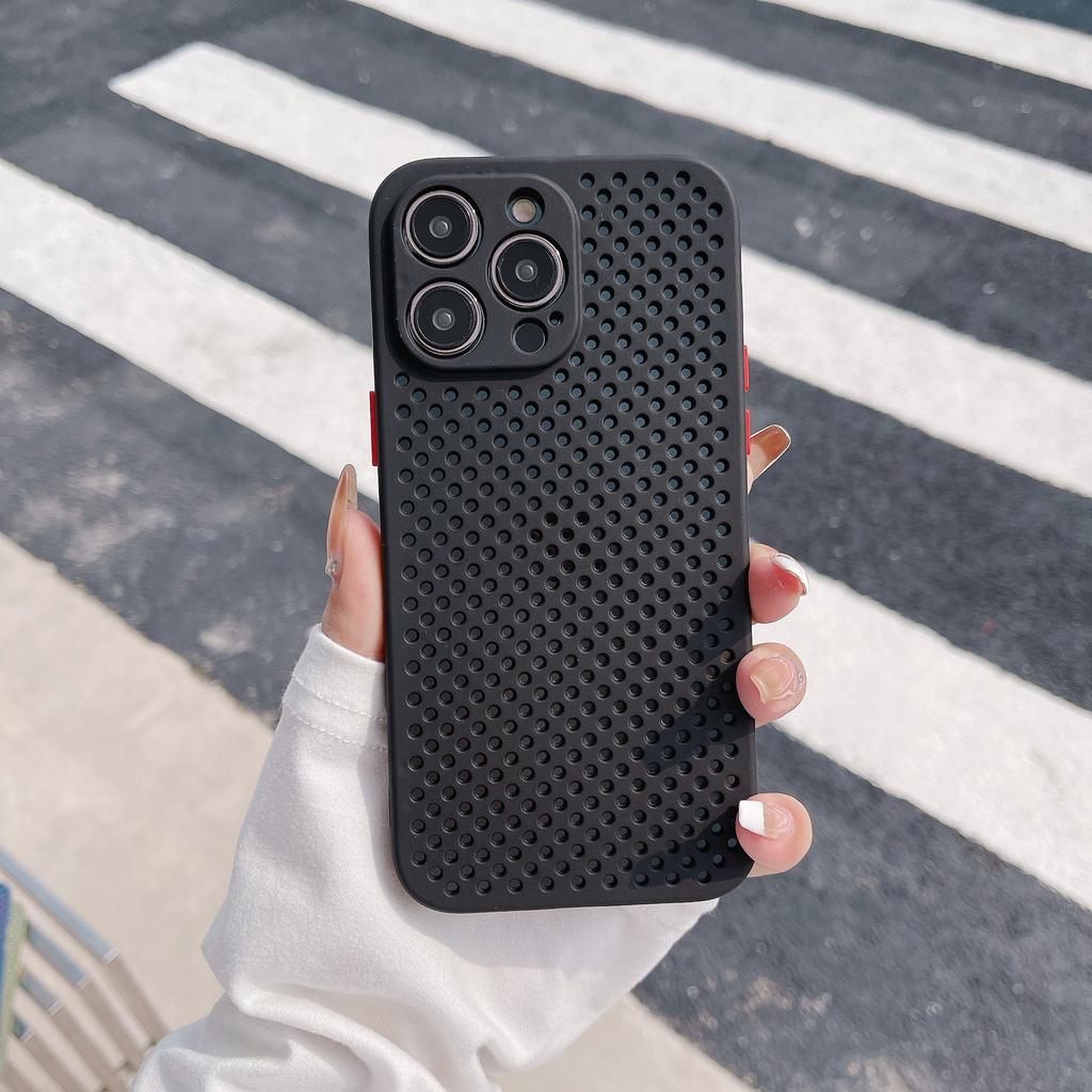 Applicable To IPhone 16 Mobile Phone Case 78plus Breathable Heat Dissipation Mesh Case XR Apple 15 Silicone Anti-fall Protection Case