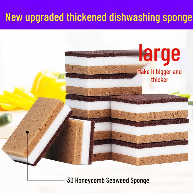 Extra Large & Thick High-Density Double-Sided Dishcloth Sponge Scrubber for Kitchen Cleaning