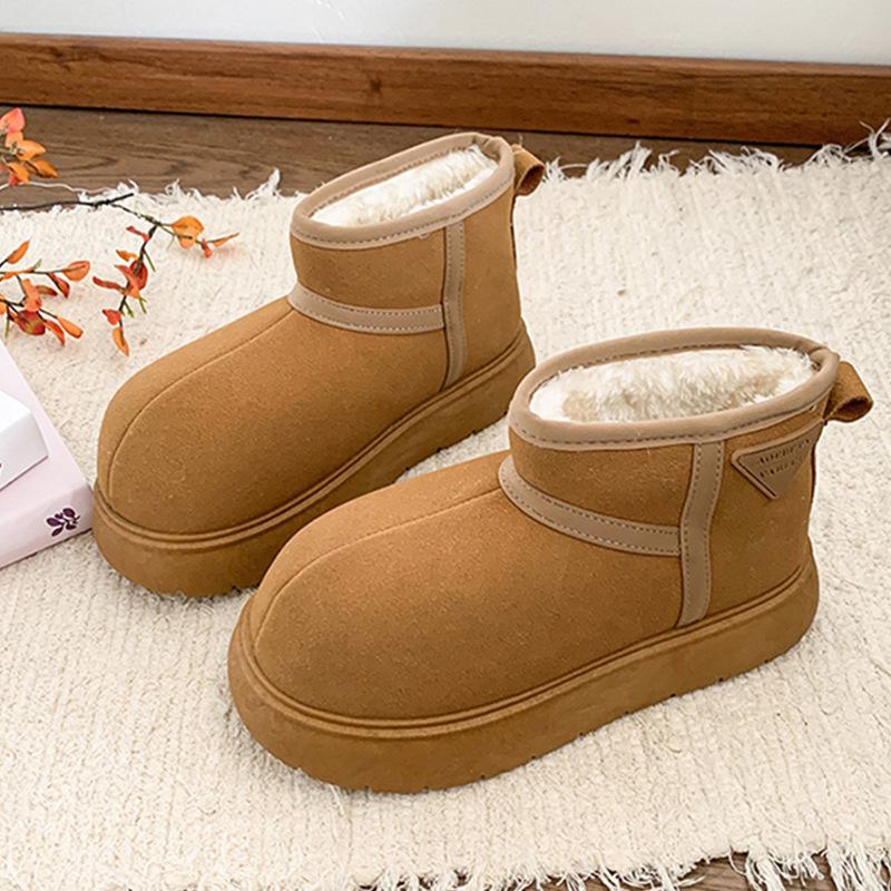 Kapibara Big Head Ugly Snow Boots Women's Winter Thick-soled Heightening Velvet Thermal Cotton Short Boots