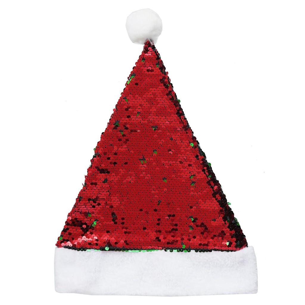 Red Green Flip Sequin Fancy Merry Christmas Hat | Santa Claus Cap for Kids Babies Adults | Free Size XMAS Cap Santa Claus Hat