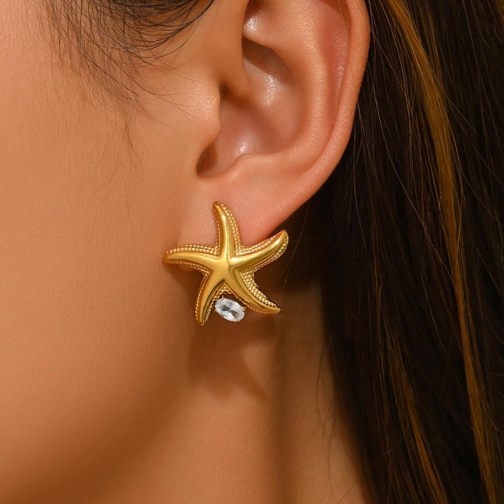 Y2K Gold Color Mini Stud Earrings Cute Heart Star Moon Flower Pearl CZ Dainty Earrings For Women Daily & Casual Wear All Season