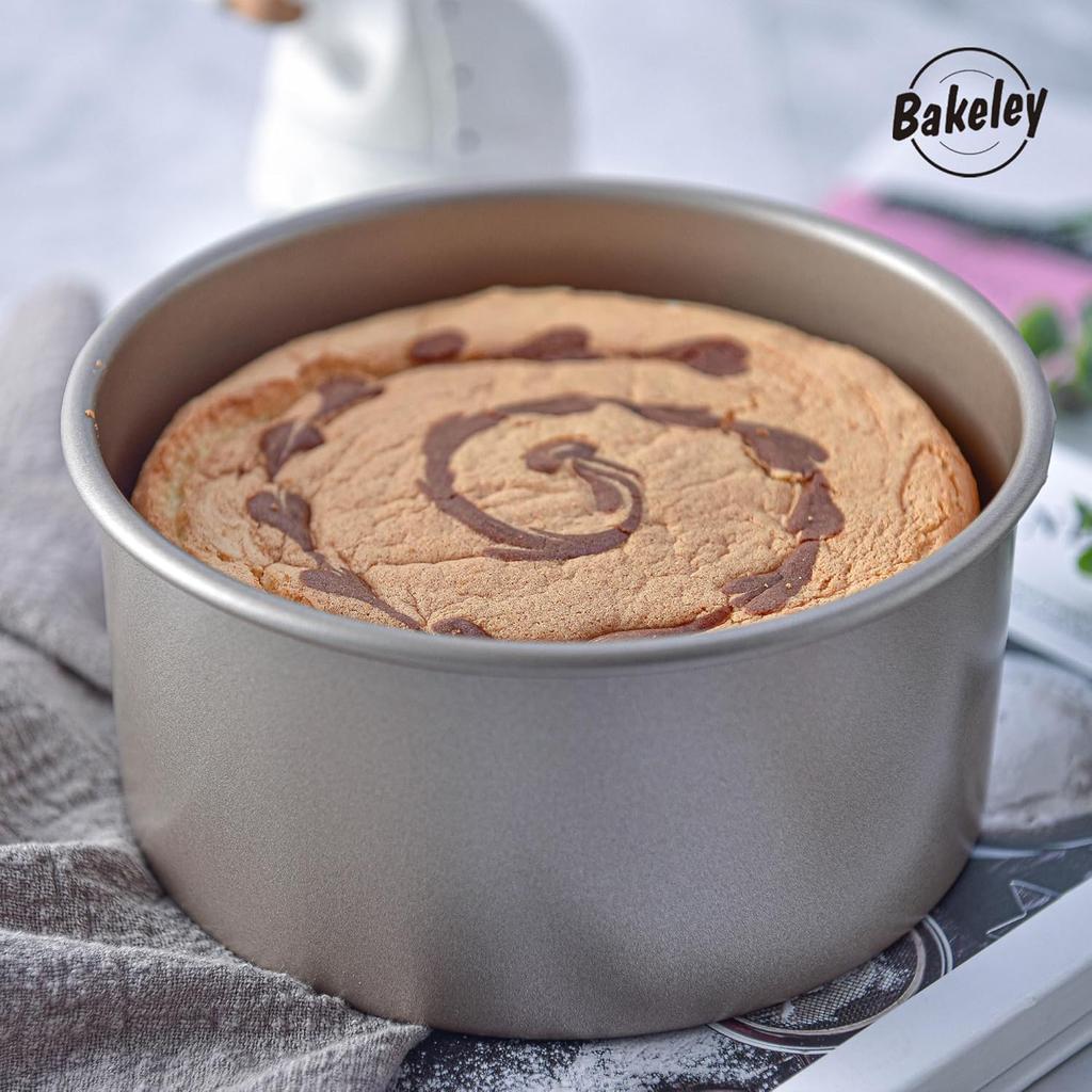 Round Cake Pan, Nonstick 6-Inch with Removable Loose Bottom Chiffon Bakeware (Champagne Gold)