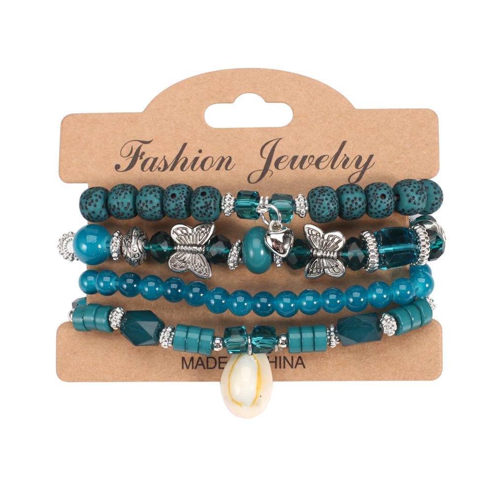 JYL TS Bracelet Bohemian Eiffel Tower  Beads Ignites Adventure HY-2822-5 cyan электрические малиновый