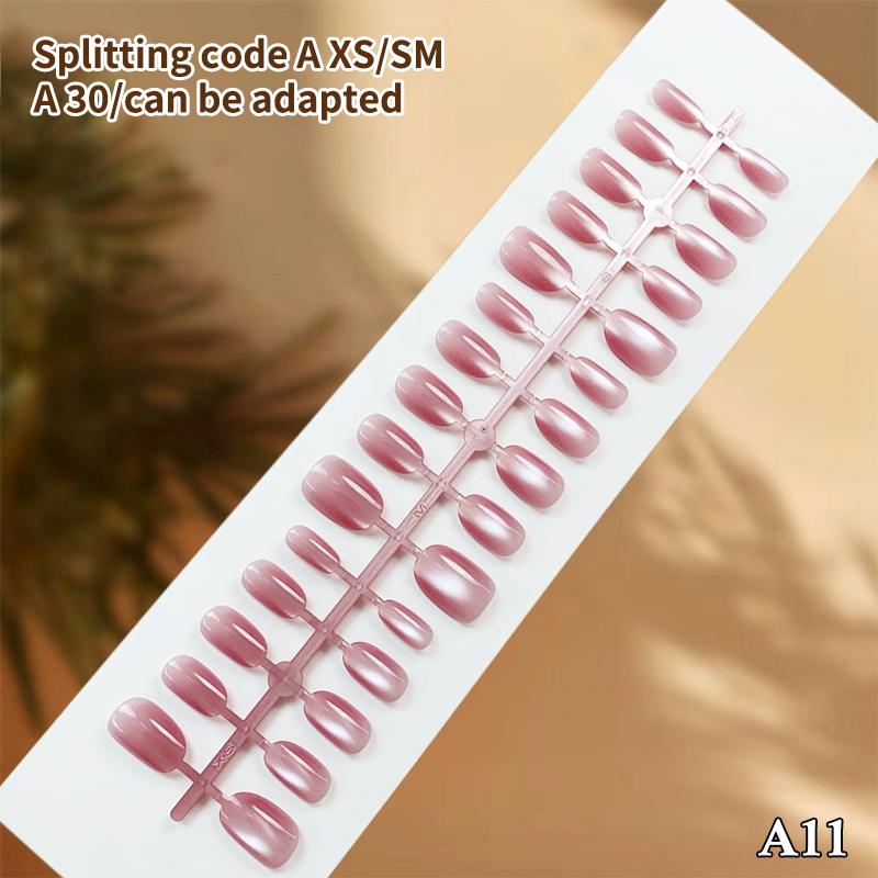 30pcs Cat Eye Press On Nails Short Square Reusable Nail Tips for Women Salon Quality Fake Nails for Date Nights