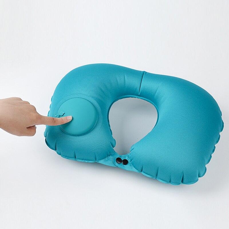 Travel Pillow U Shape Automatic Air Inflatable Compress Pad Folding Press Type Neck Pillows For Airplane Car Outdoor Siesta Tool