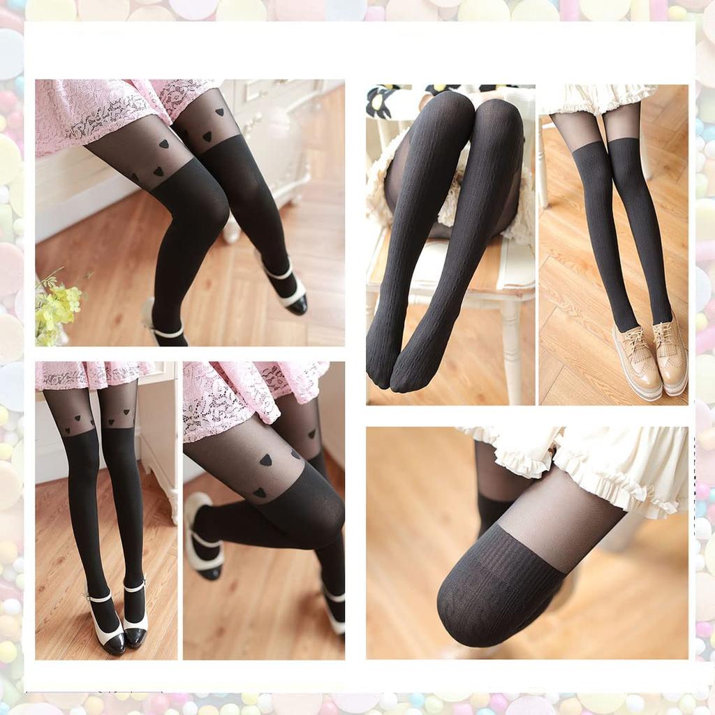 Crossdressing Cosplay Daughters Sexy Stockings Fake Knee High Socks Set Heart Lolita Moe Akihabara Gothic Lolita of 2 Heart Boys' (Set Pattern/Rope
