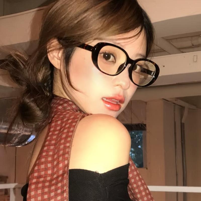 New Retro Blue Green Oval Small Frame Glasses Frame Women's Anti Blue Light Glasses Fashion Y2K Square Eyeglasses Frame