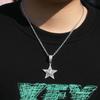 Wind hip-hop diamond-encrusted rotating pentagram pendant necklace explosive trend street