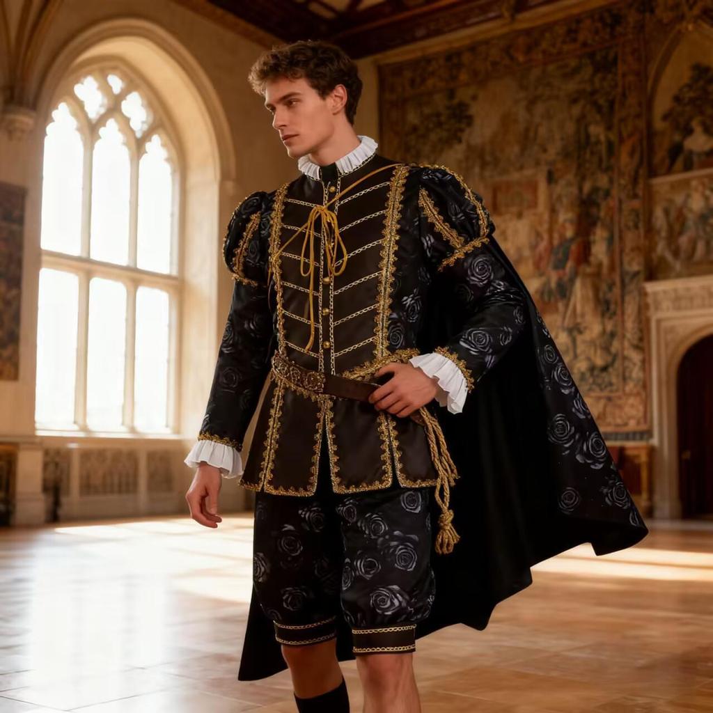 Tudor-Stil Langarmjacke aus Polyesterstoff für Cosplay und Veranstaltungen