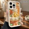 Phone Case: 2D flat design, fits iPhone 18 17 16 15 14 13 Pro, peach honey little white bear, perfect Christmas and Halloween holiday gift