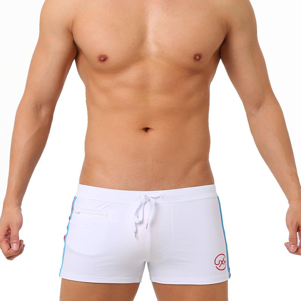 Pánské plavky přední kapsa fit Sexy plavky plážové oblečení opalování Surfování