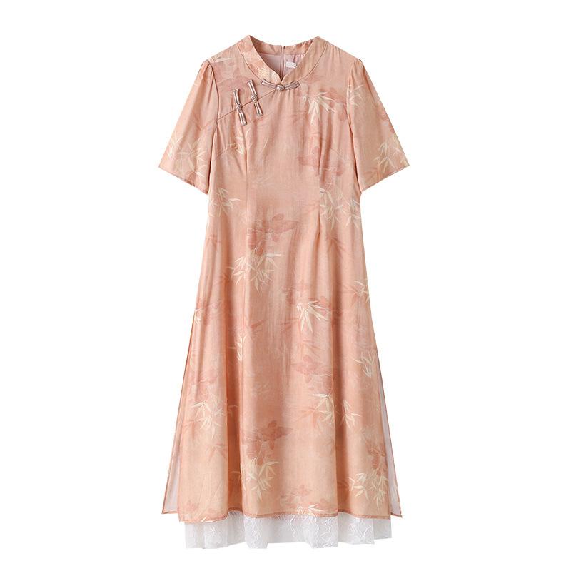 The New Summer Style of Plus-size Women's Clothing, A New Chinese-style Retro Modified Cheongsam Dress, Is Elegant and Daily
