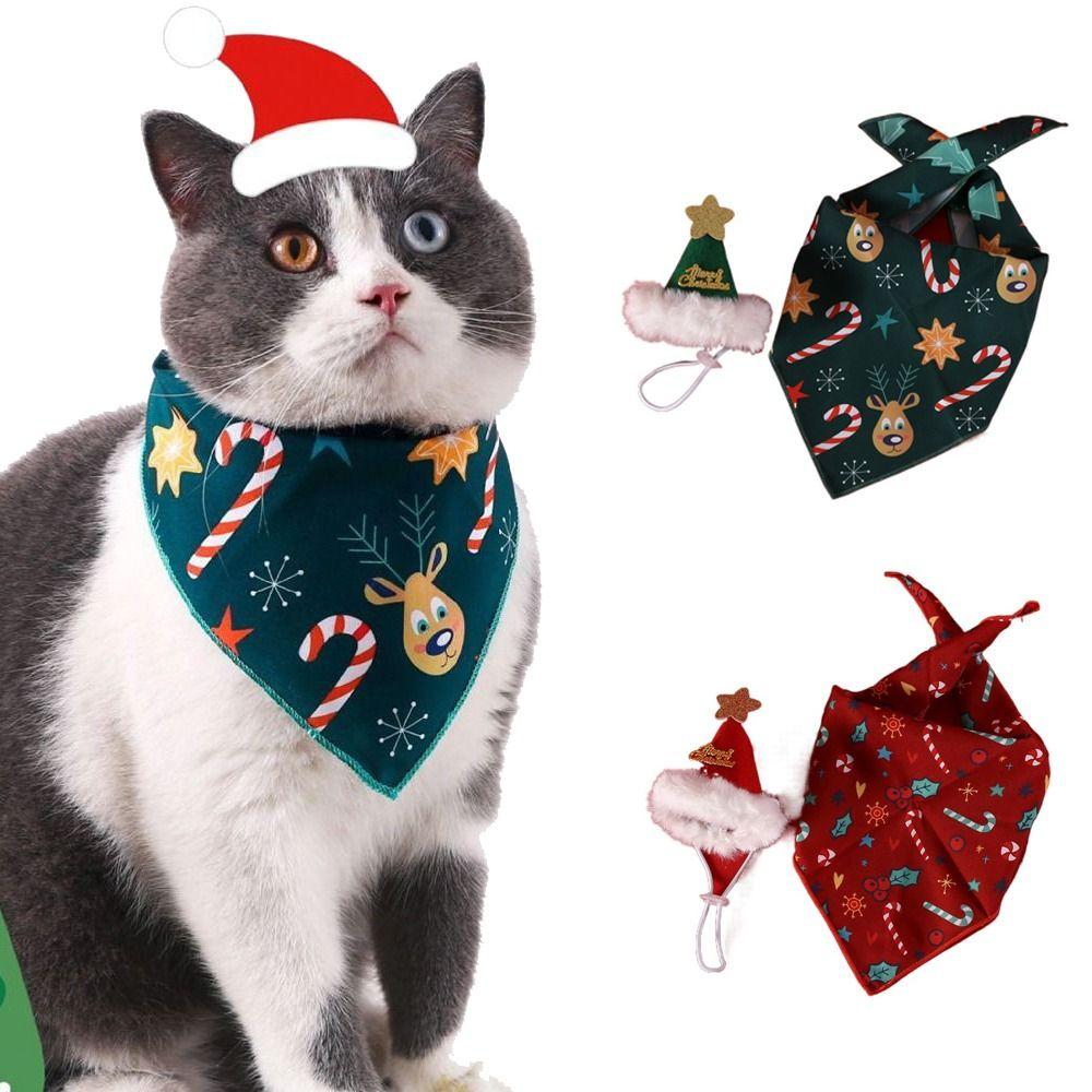 2Pcs Cute Kitten Dress Up Accessories Christmas Tree Dog Headwear Party Supplies