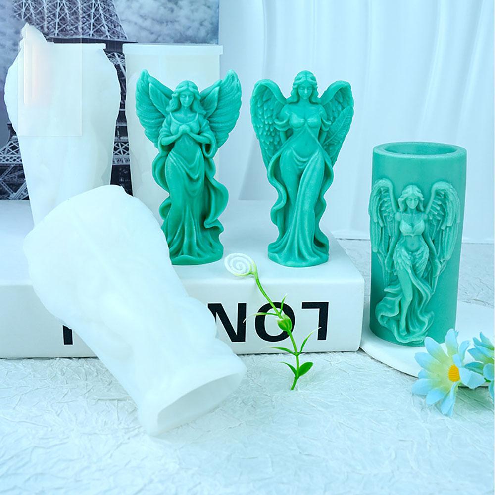 Flügel Göttin Duftende Silikon Kerzenform DIY Gebetsengel Skulptur Gips Harz Form Frauen Kerzenherstellung Zubehör Heimdeko