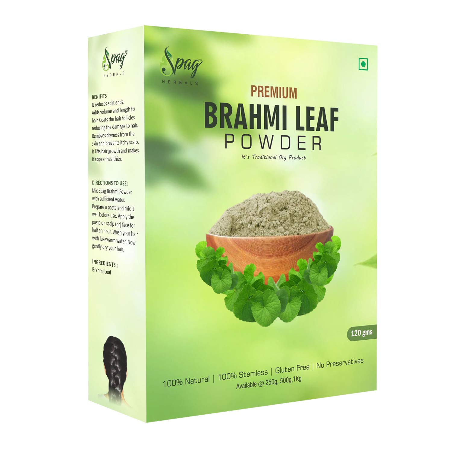 

Spag Herbals Premium Organic Brahmi Leaf Powder 120g