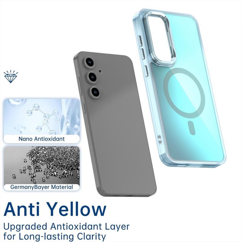 Camera Stand Wireless Charge Magnetic Phone Case For Samsung S25 Ultra S24 FE S23 A56 A36 A16 A55 A06 A35 Solid Color Shockproof Hard PC Phone Cover