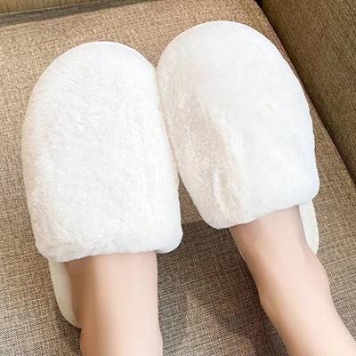 Fashion Indoor Round Toe House Fur Slippers Women Faux Fur Warm Plush Slides Woman Winter Comfort Slip On Non Slip Cotton Slippers Mujer