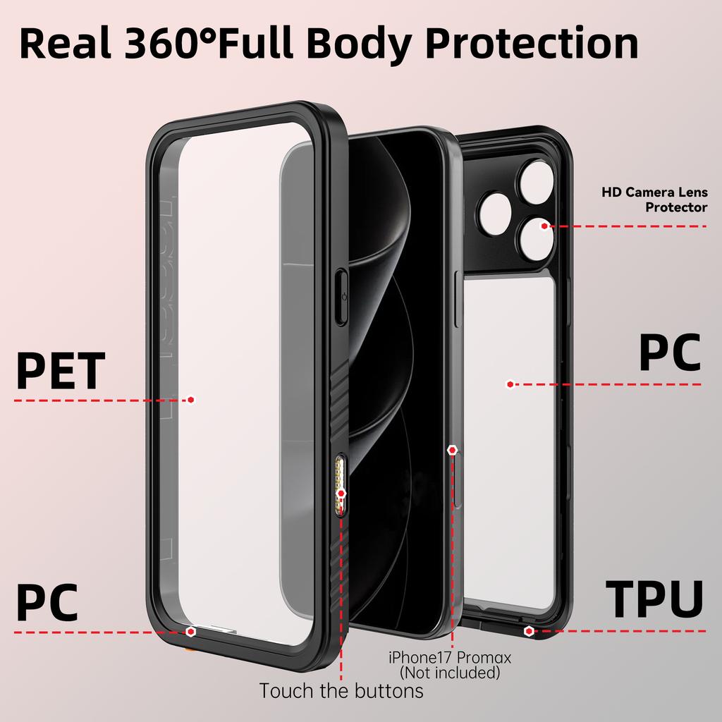 Shellbox Waterproof Phone Case IP68 Anti-Fall for IPhone 17 Promax/17Air/17 Durable Protective Cover for Enhanced Device Safety
