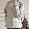 Light and thin European and American fashion women's clothing spliced cotton clothes, jackets, slim and thin stand-up collar down cotton clot