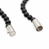 Cross Black Bead Necklace for Men ko Onyx Stainless Steel Magnetic Closure [Silver One] [Length 50cm]