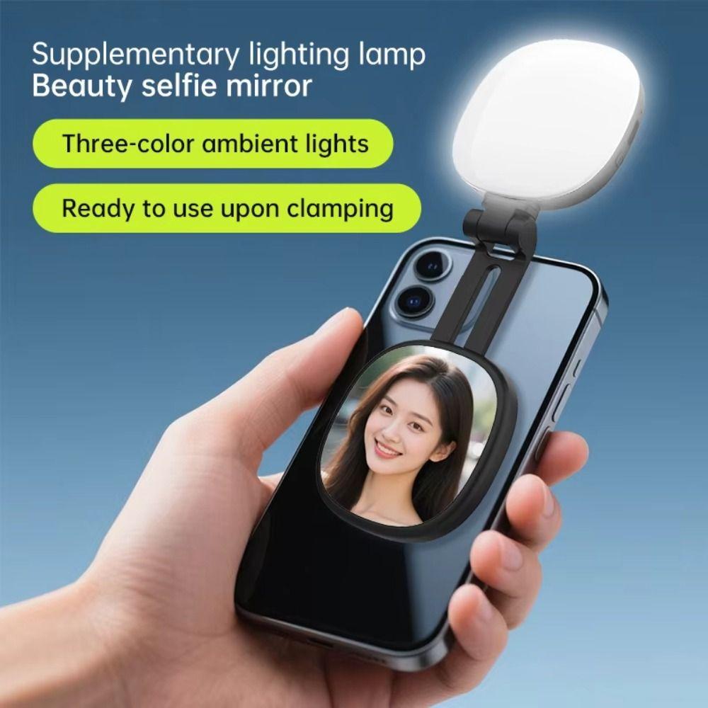 Magnetic Mobile Phone Selfie Mirror Dual-colour Multi-functional Mini Fill Light Foldable Adjustable Mobile Phone Fill Light