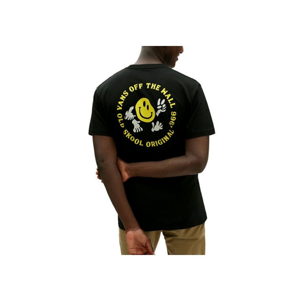 Vans X Project Kreskówkowy Nadruk Smiley Sportowy Okrągły Dekolt Krótki Rękaw T-Shirt Unisex Topy Czarny VN0A5KWRBLK